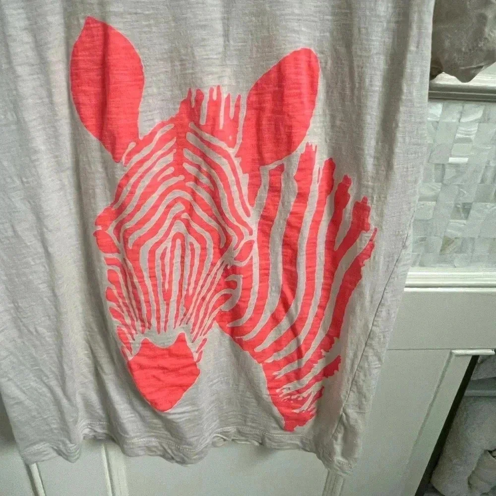 J. Crew zebra print tee shirt medium beige pink cotton short sleeve